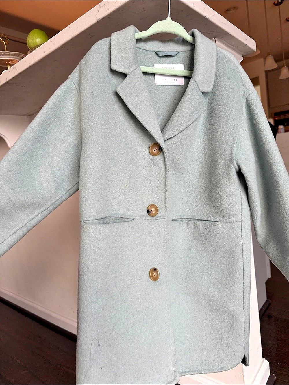 Zara Wool-Style Coat in Green Size 6 Like New